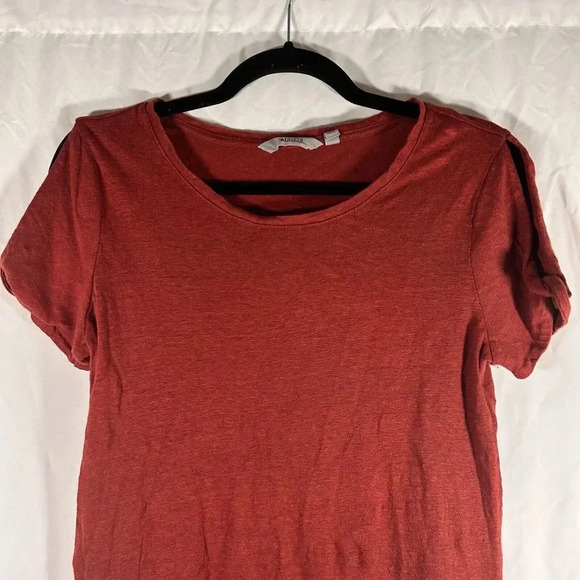 Athleta Top Women's Small Red Shirt Short Sleeve Crew Neck 100% Linen - Picture 2 of 10